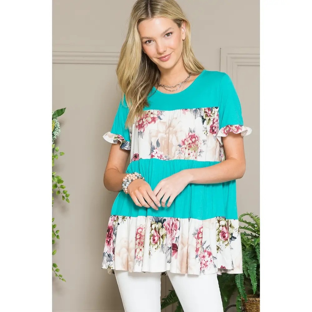 Mint Floral Top.